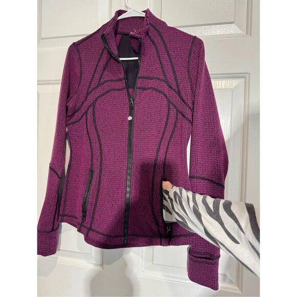 Lululemon Define Teeny Tooth Deep Fuchsia Black Lightweight Knitted Jacket Women - Picture 7 of 16